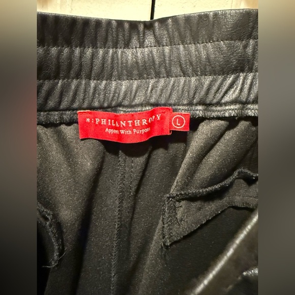 n:Philanthropy Scarlet Faux Leather Joggers Black , size Large - Picture 3 of 12